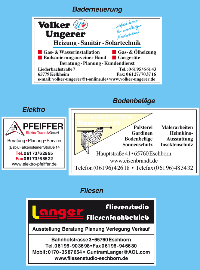 Zuverlässige Handwerkspartner in Bad Soden, Eschborn, Schwalbach und Sulzbach
