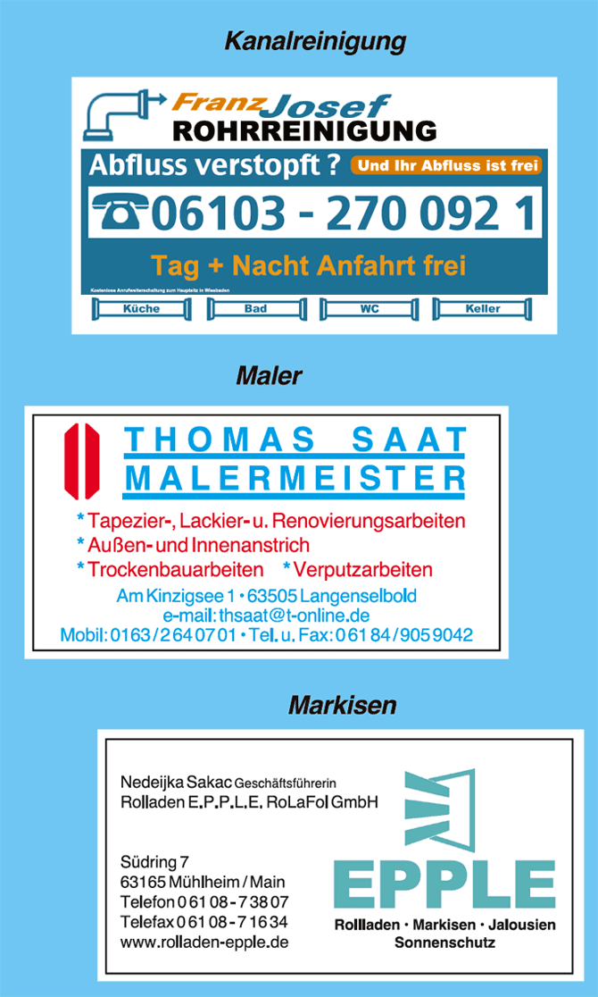Branchenadressverzeichnis Mühlheim am Main: Zuverlässige Handwerkspartner